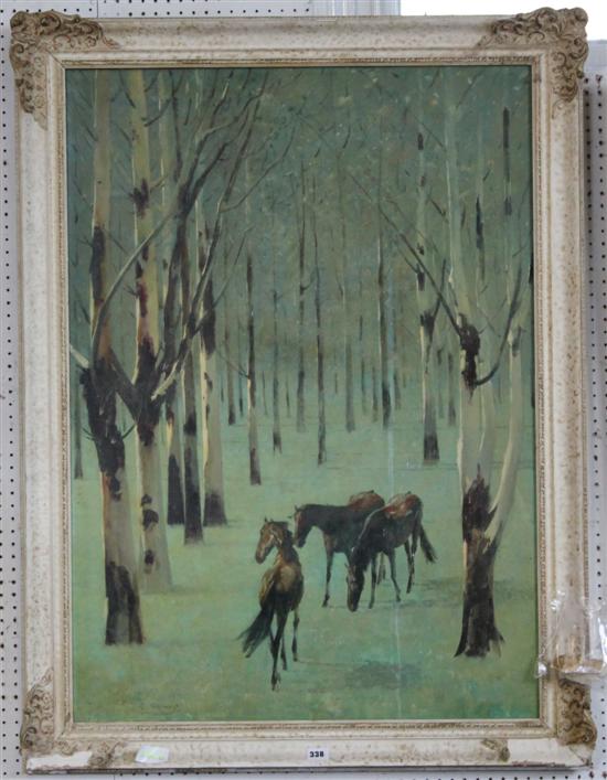 Large oil of horses